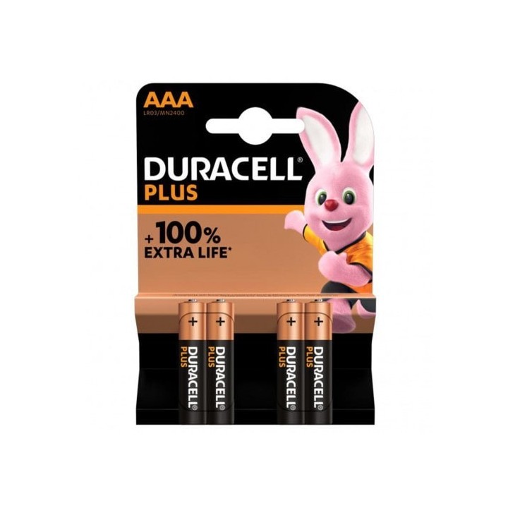 Pilas AAA Duracell Plus 100% Extra Life Pak 4u.