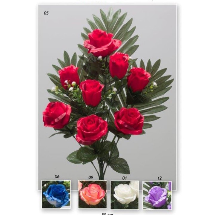 Ramo Flor Artificial Plama Rosas Capullos