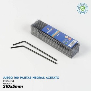 Juego 100 Pajitas Negras 210x5mm
