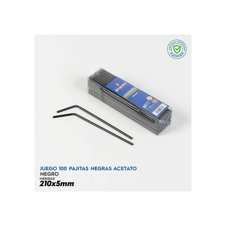Juego 100 Pajitas Negras 210x5mm
