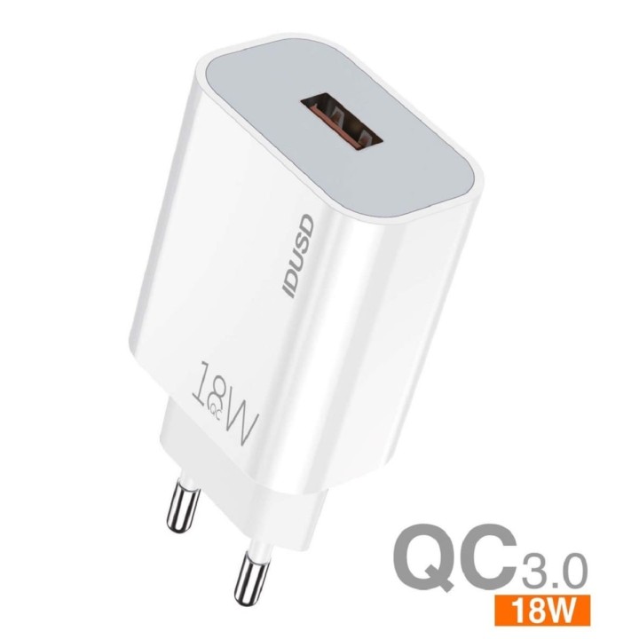 Cargador 18W QC3.0 IDUSD D100B - Carga Rápida y Sustentable