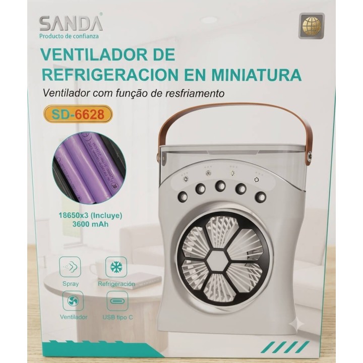 Ventilador de Refrigeracion Miniatura Sanda SD-6628 - Portátil y con Humidificador