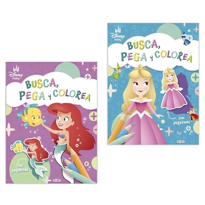 Libro Busca, Pega y Colorea Disney - Actividad Creativa Infantil
