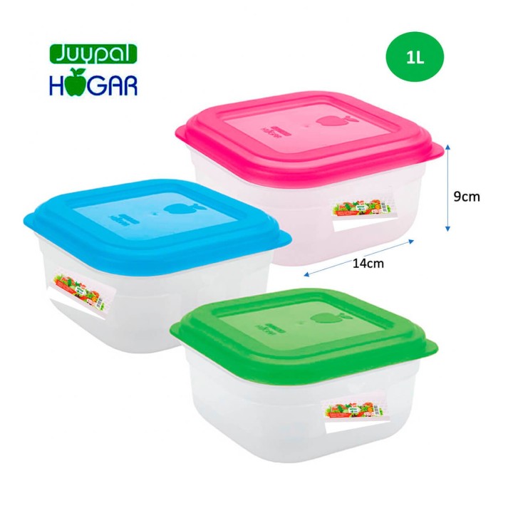 Fiambrera Plastico Cuadrada 1L - Recipiente Hermético Juypal