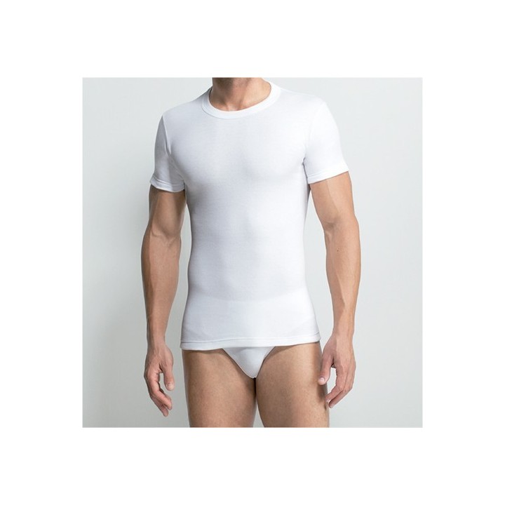 Camiseta Caballero Felpa M/C Cuello Redondo