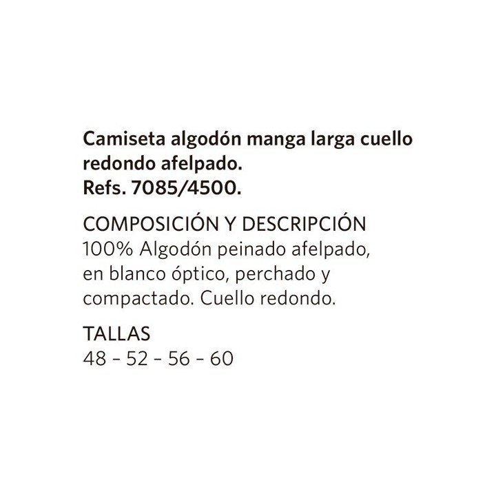 Camiseta Caballero M/L Felpa