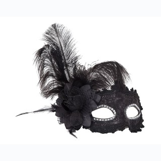 Antifaz Puntilla con Flor y Pluma