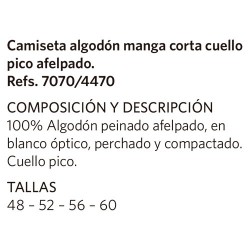 Camiseta Caballero Felpa M/C Cuello Pico Camiseta Caballero Felpa M/C Cuello Pico