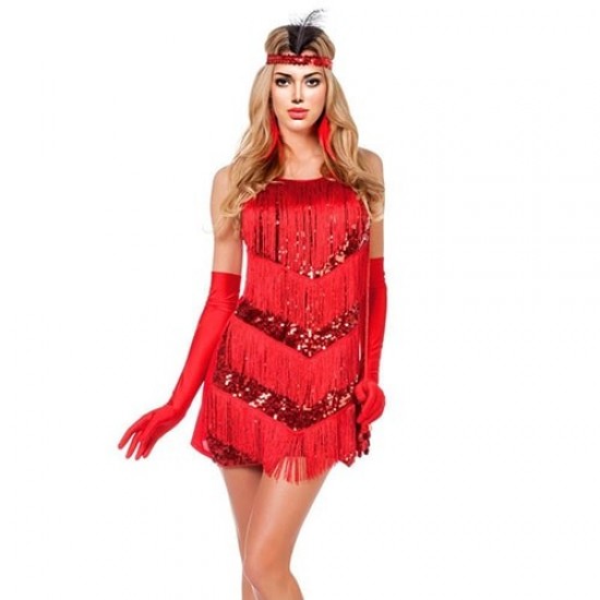 Disfraz Charleston rojo Lentejuelas Mujer Adulto