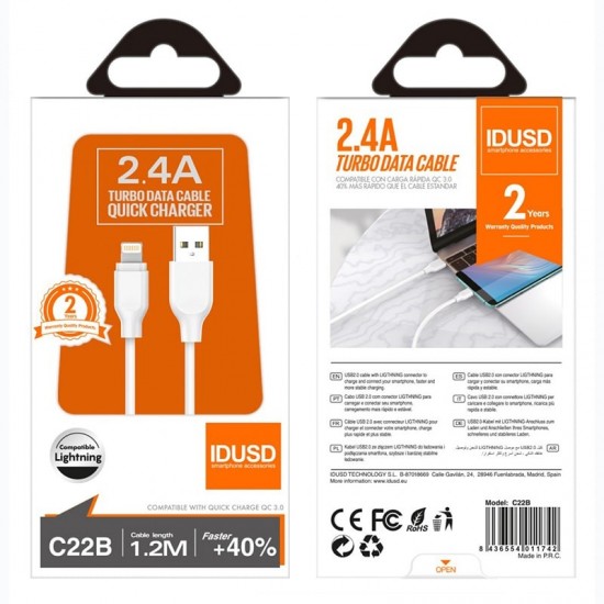 Cable IPhone 2.4A 2m