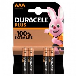 Pilas AAA Duracell Plus 100% Extra Life Pak 4u. Pilas AAA Duracell Plus 100% Extra Life Pak 4u.
